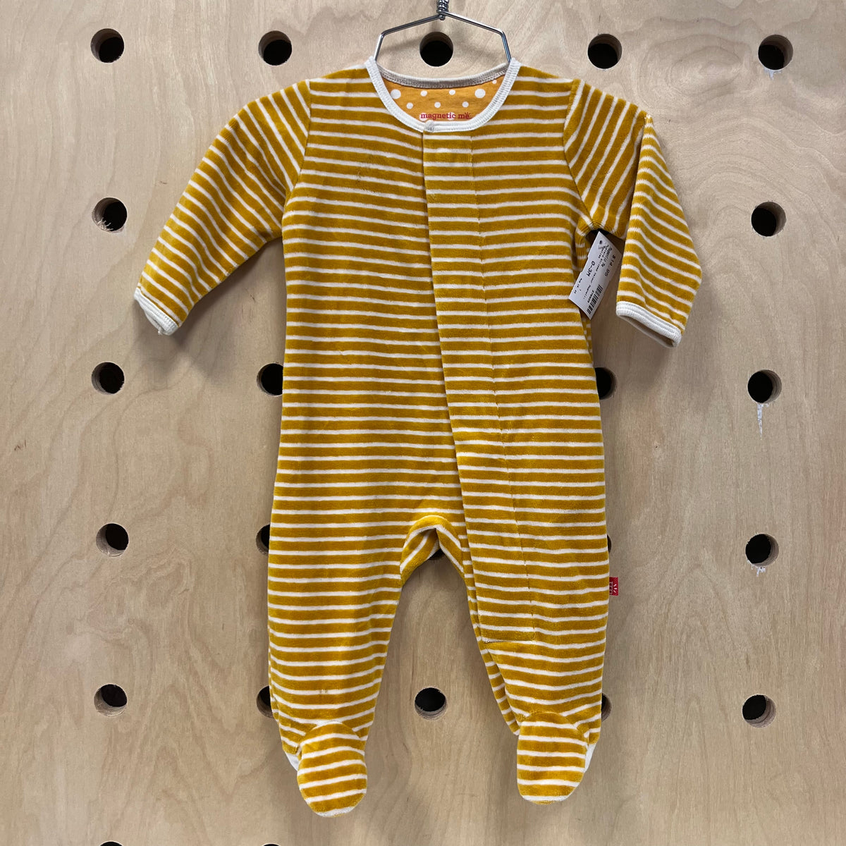 Mustard Striped Velour Footies