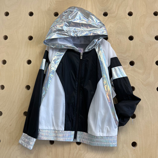 B&W Irredescent Zip Up Hoodie