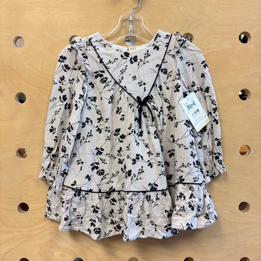Cream/Black Floral Dress