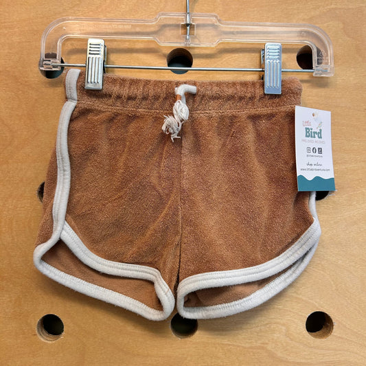 Brown Terry Drawstring Shorts