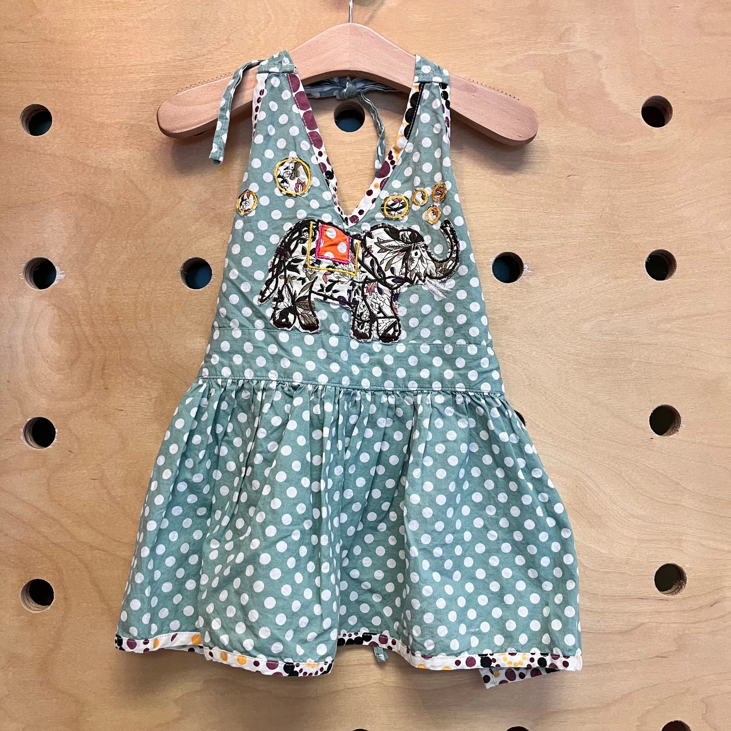 Mint Polka Dot Elephant Apron