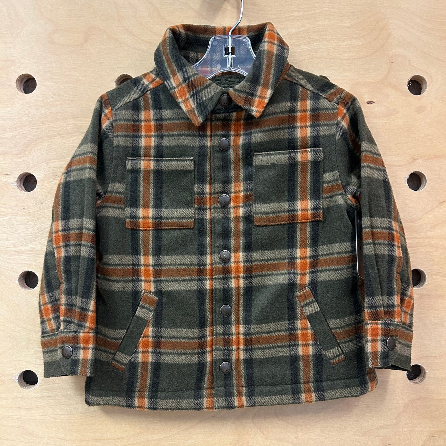 Sherpa-Lined Olive Plaid Shacket