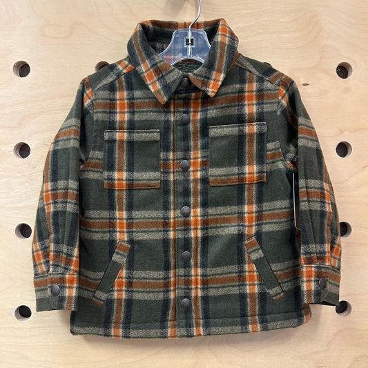 Sherpa-Lined Olive Plaid Shacket