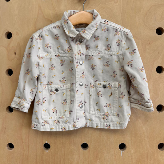 Cream Floral Denim Jacket