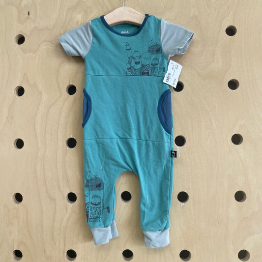 Green Happy Monsters Romper