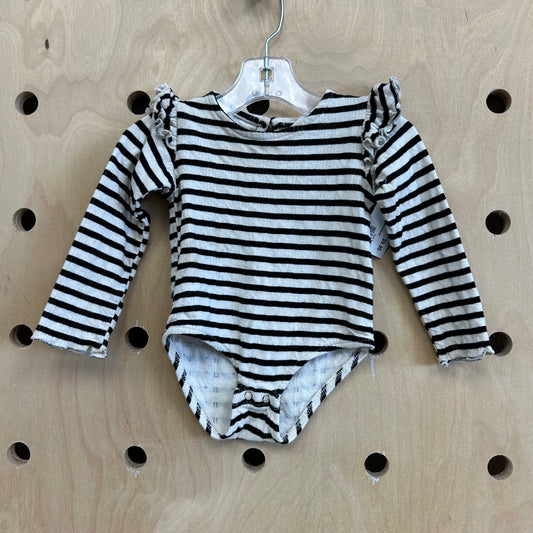 Black & Cream Striped Bodysuit
