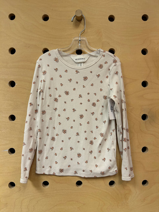 Cream Floral Ribbed Top