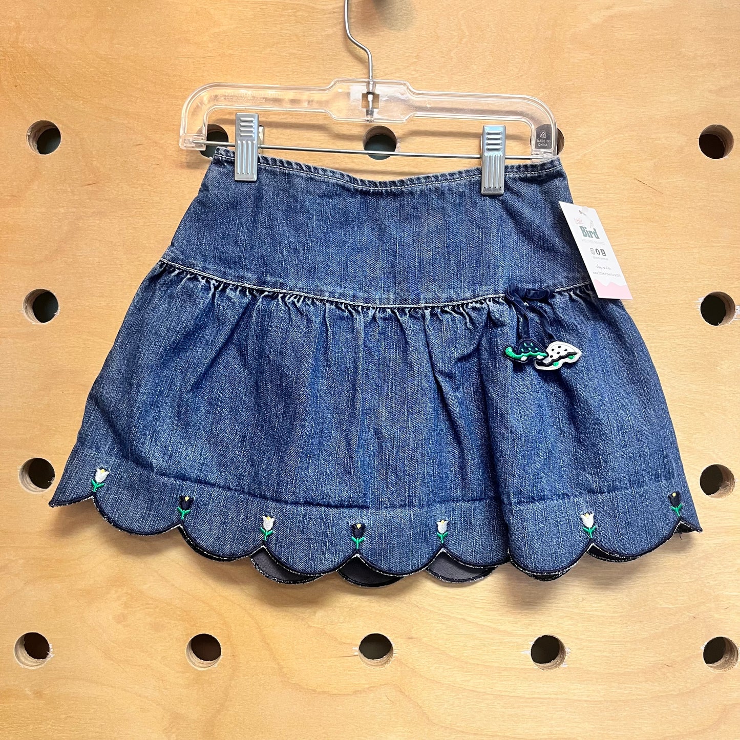Embroider Flower Denim Skort