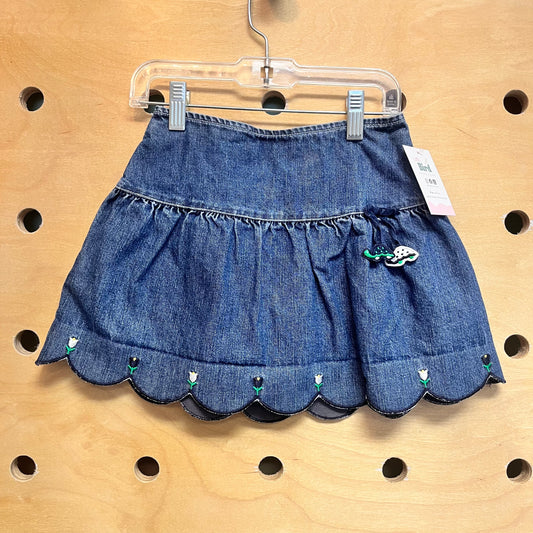 Embroider Flower Denim Skort