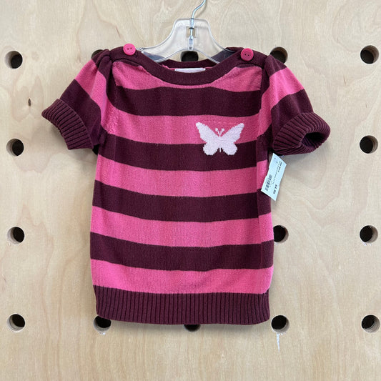 Pink & Burgundy Butterfly Knit Top