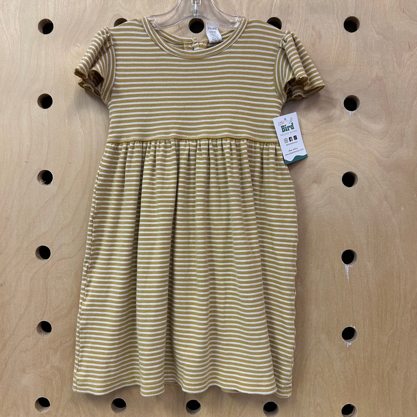 Organic Yellow Striped Ribbed Dress