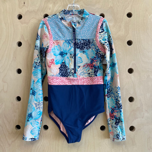 Navy Mixed Print Swimsuit