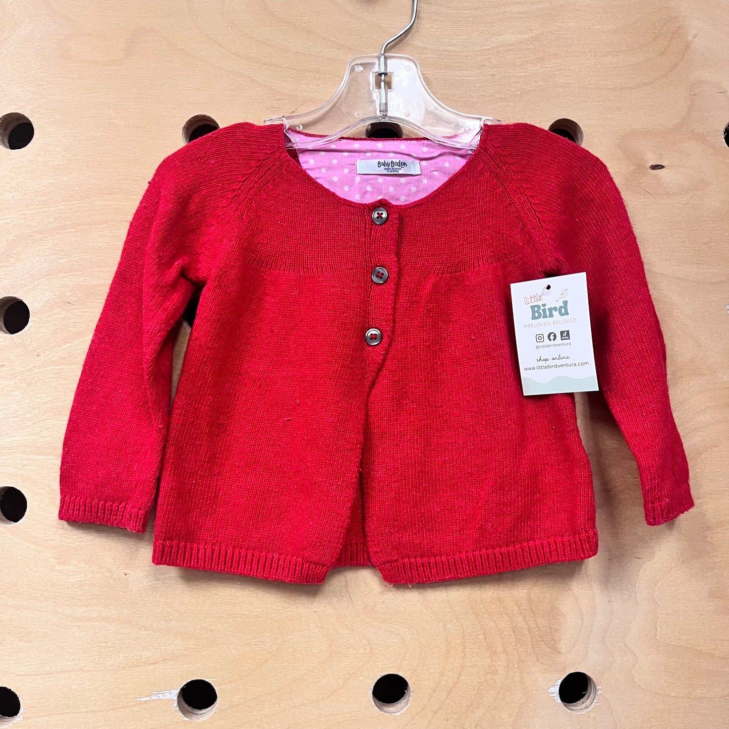 Red 3-Button Cardigan