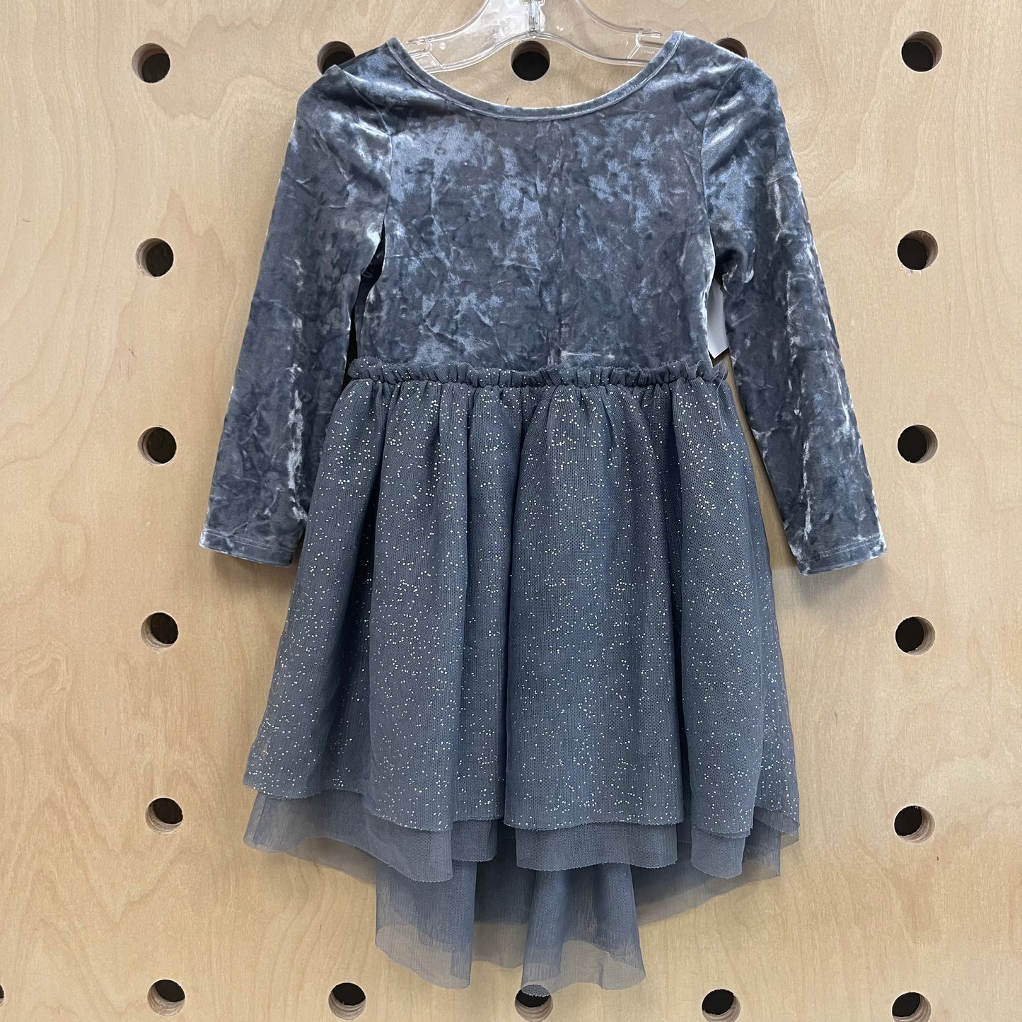 Grey Velour & Tulle Dress