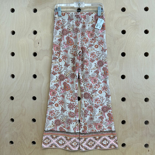 Cream + Peach Floral Flare Leggings