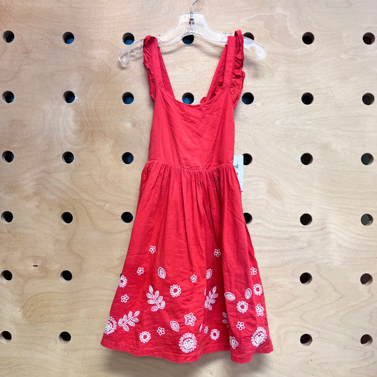 Red Embroidered Floral Dress