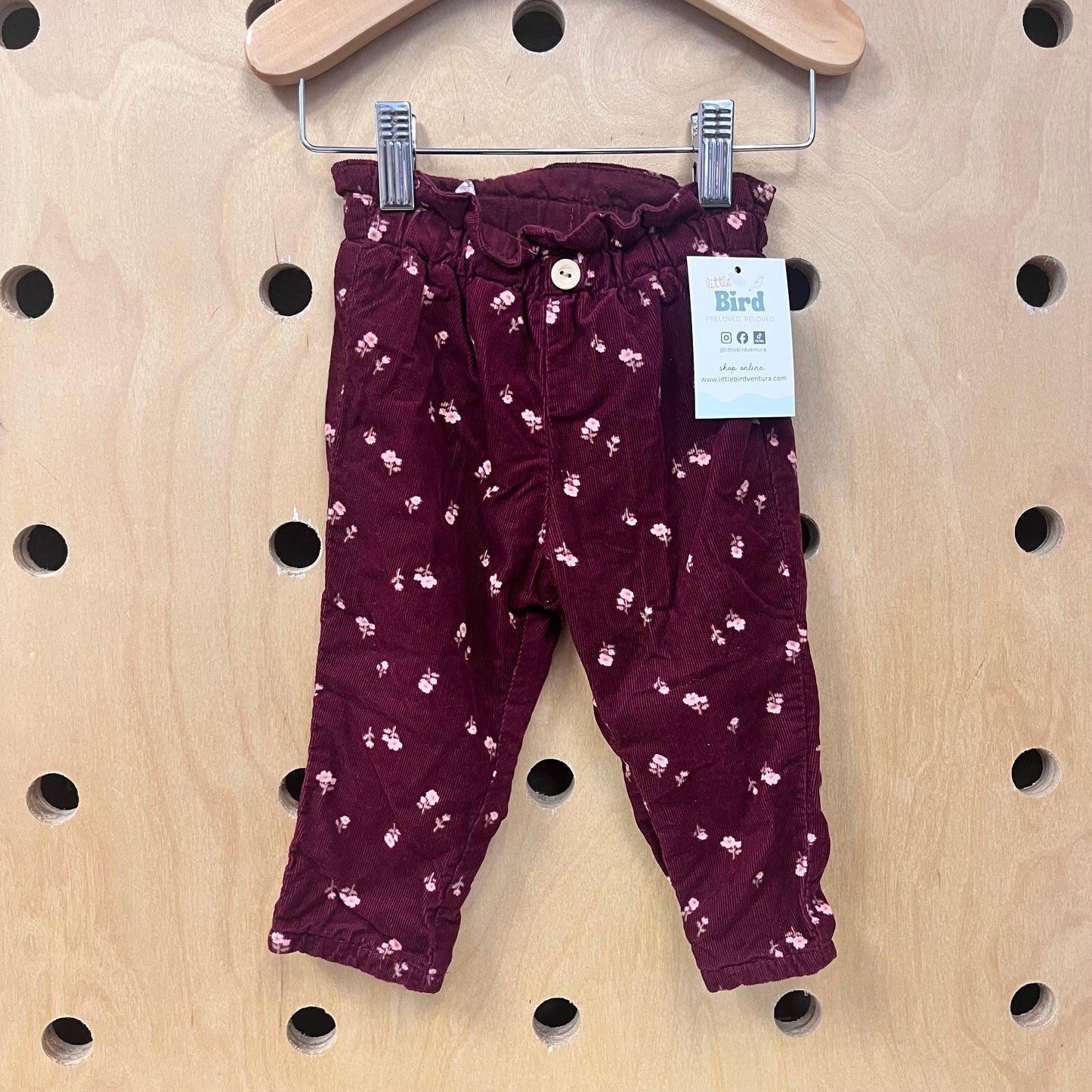 Maroon Floral Pull On Cords