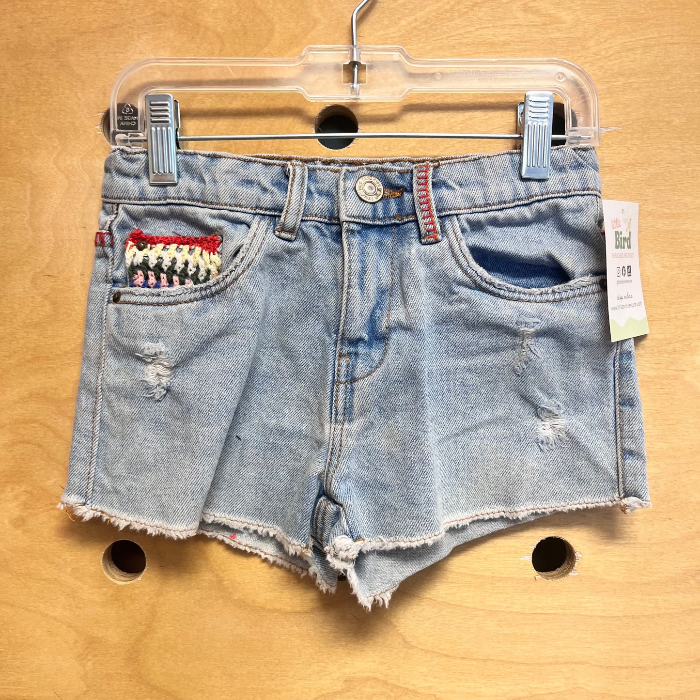 Crochet Pocket Denim Shorts