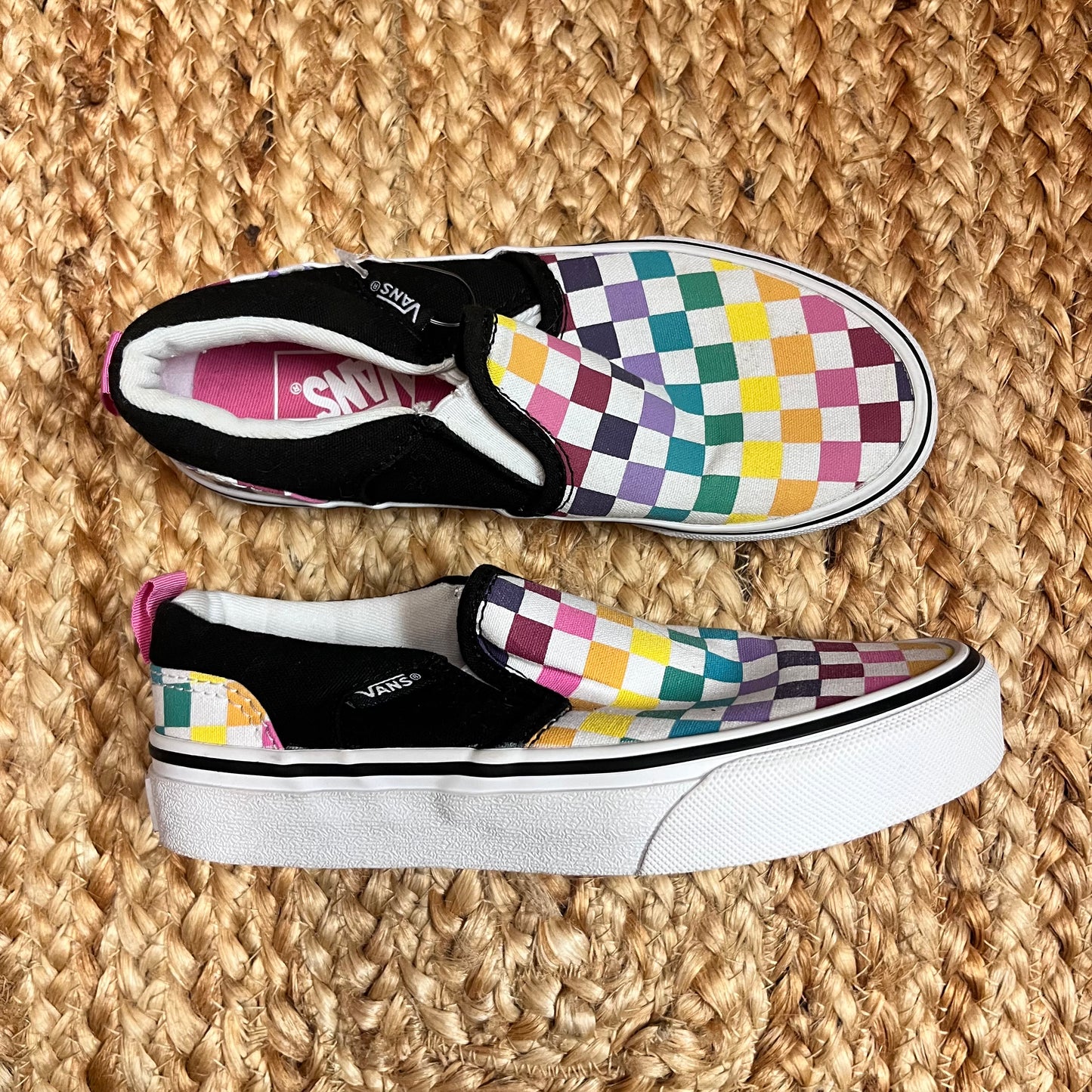Rainbow Checkered Slip Ons