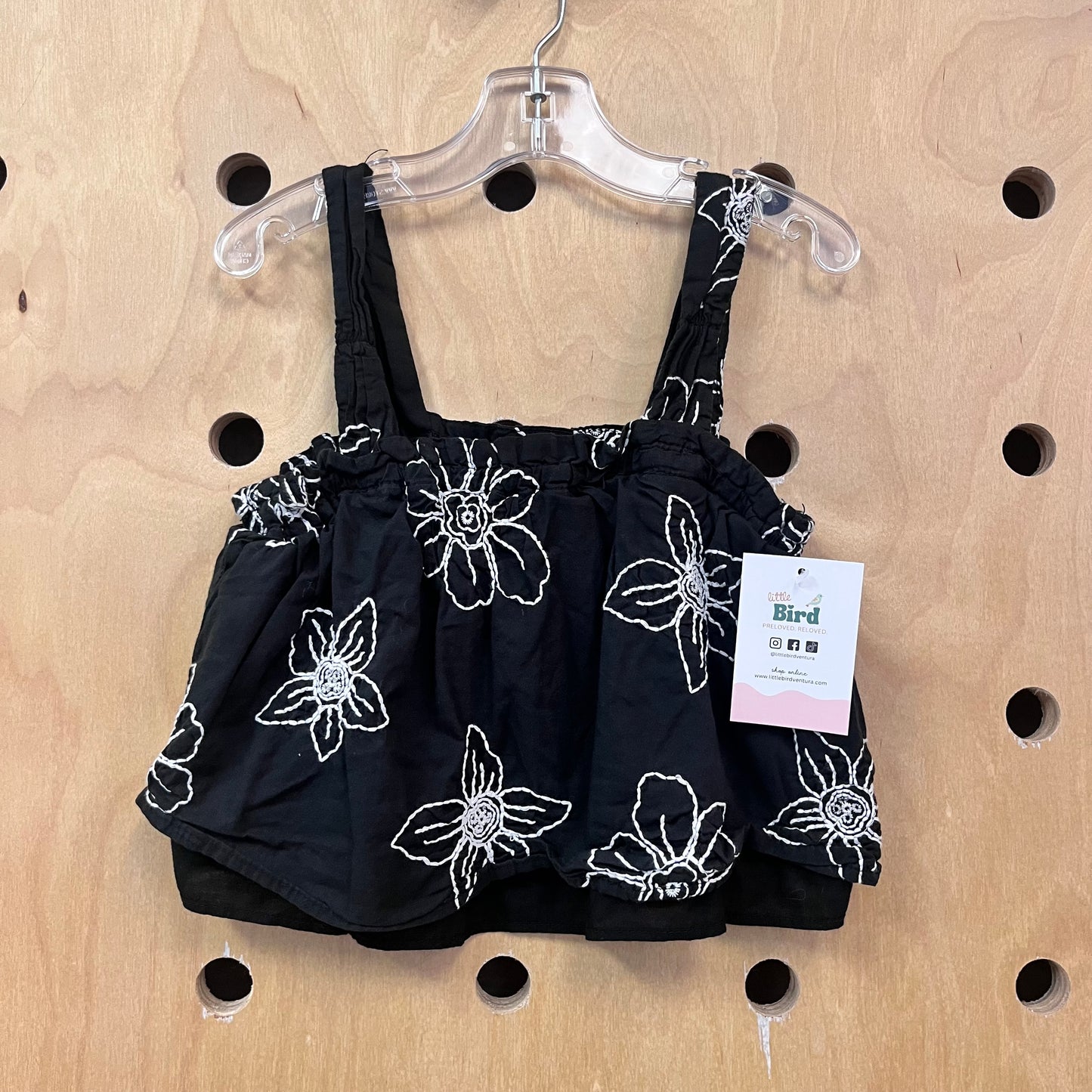 Black Embroidered Floral Tank
