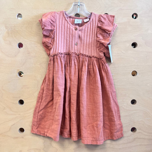 Orange Ribbed Gauze Dress