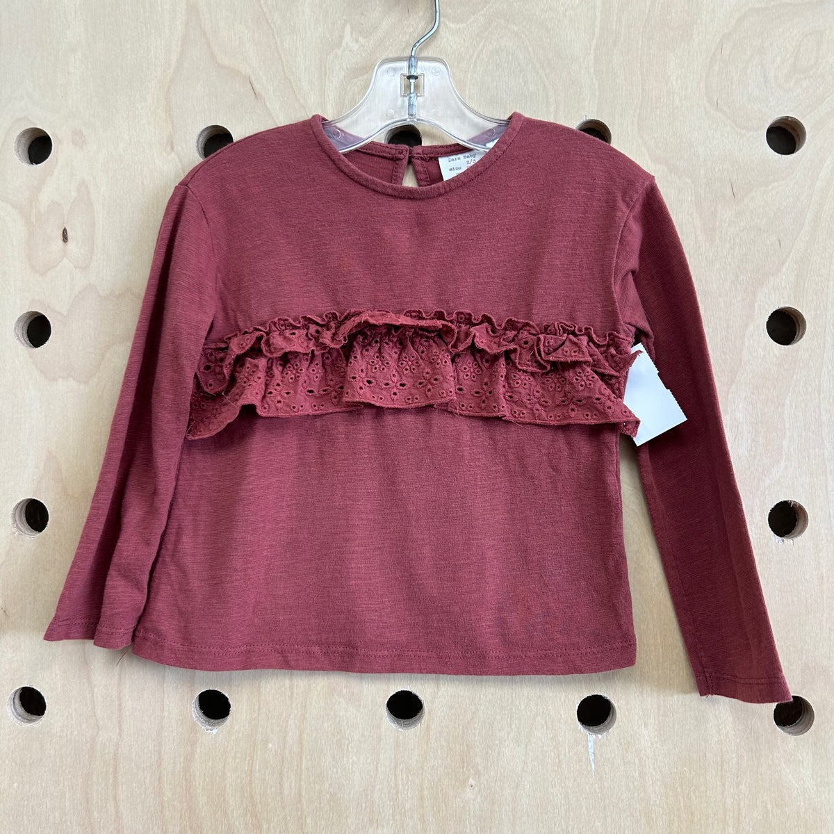 Rust Ruffle Eyelet Top