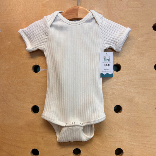 Organic White Ribbed Bodysuit