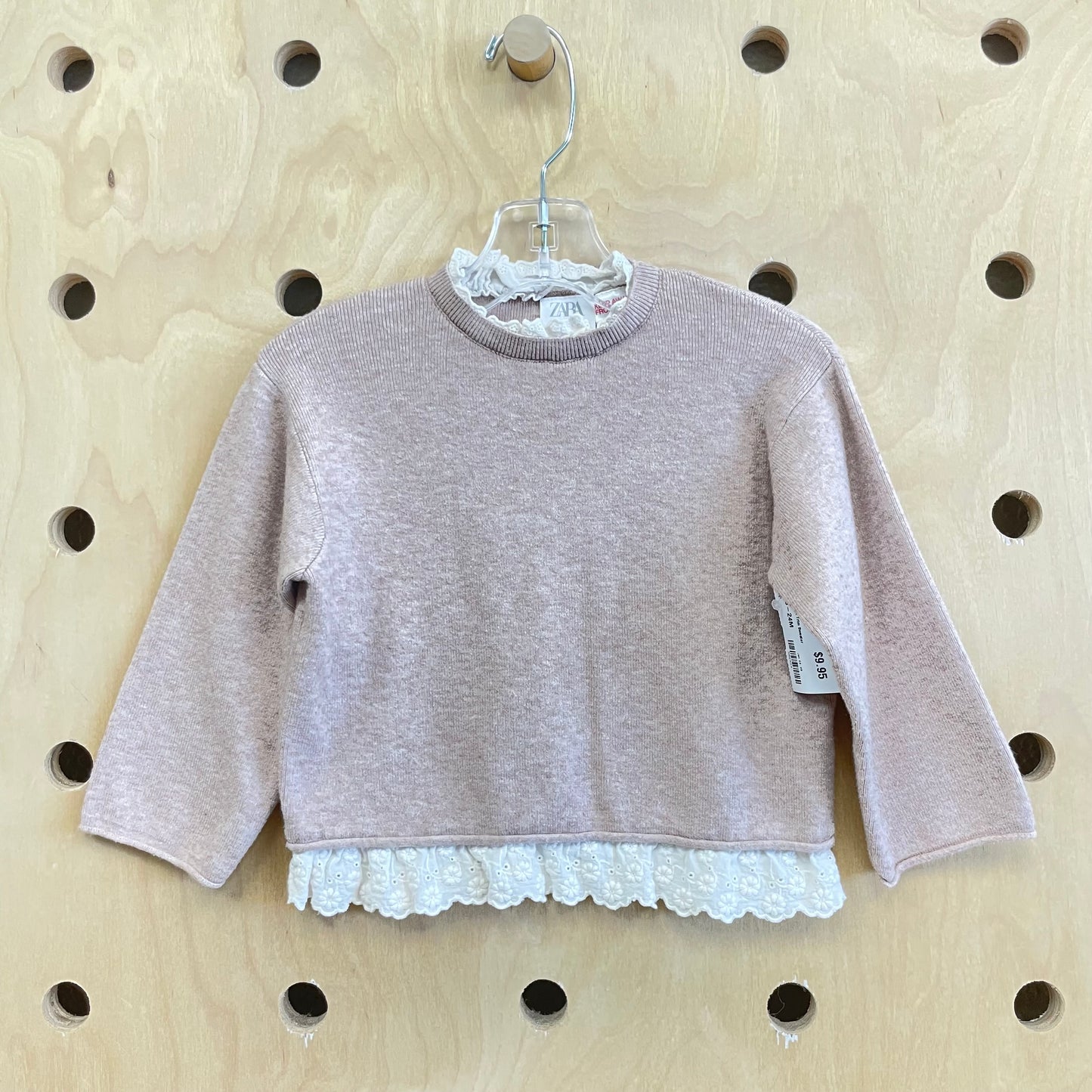 Mauve Eyelet Trim Sweater