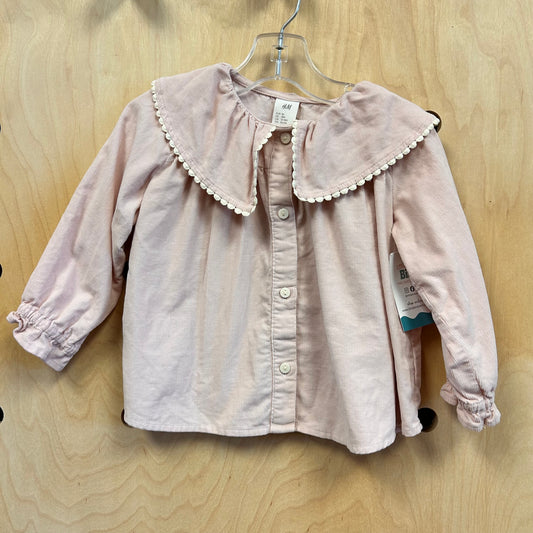 Pink Ribbed Button Top