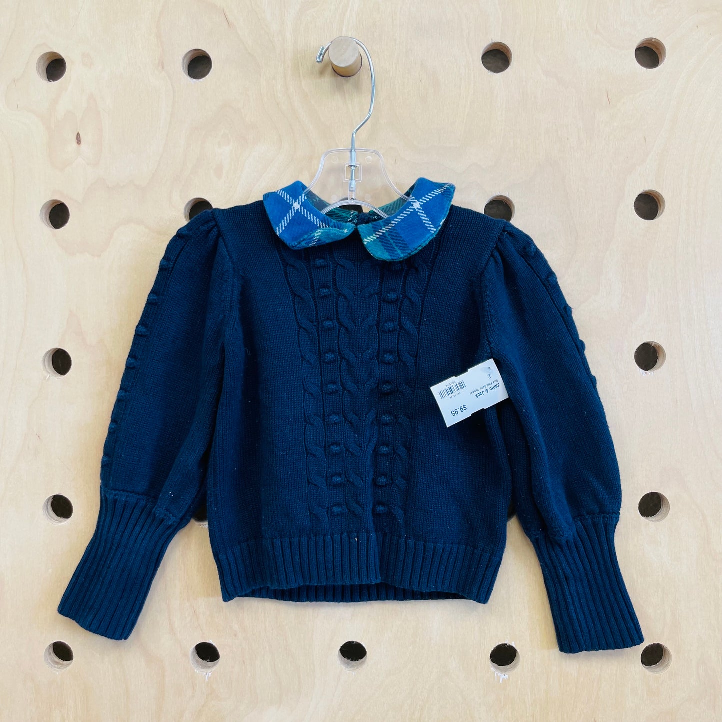 Blue Plaid Collar Sweater