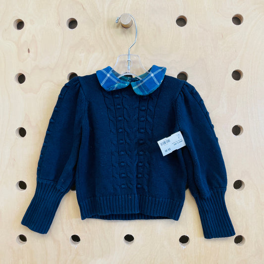 Blue Plaid Collar Sweater
