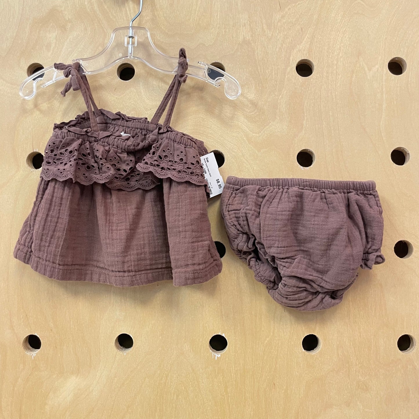 Brown Eyelet Gauze Outfit