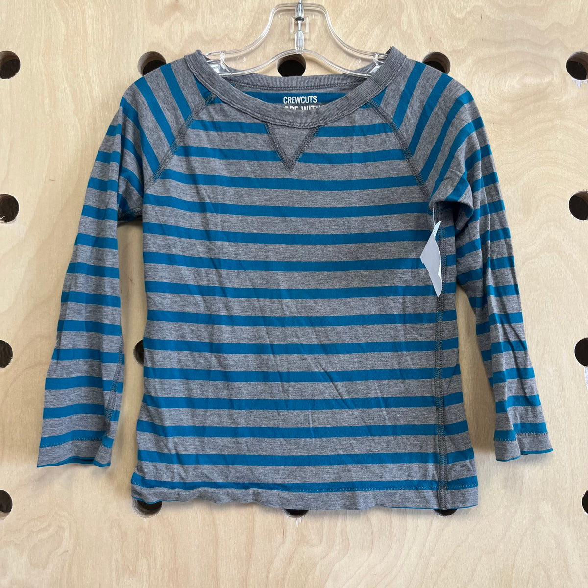 Blue & Grey Striped Long Sleeve Tee