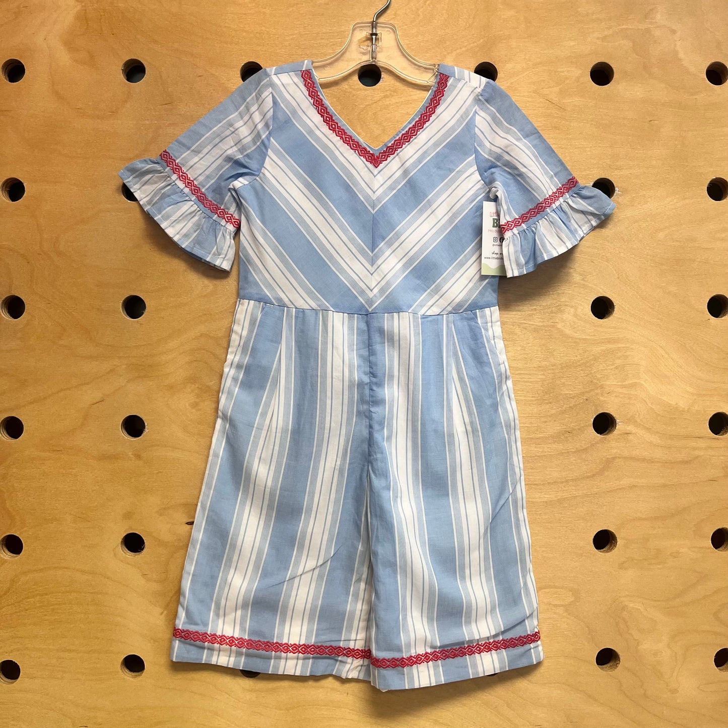 Blue/White Chevron Romper NEW!