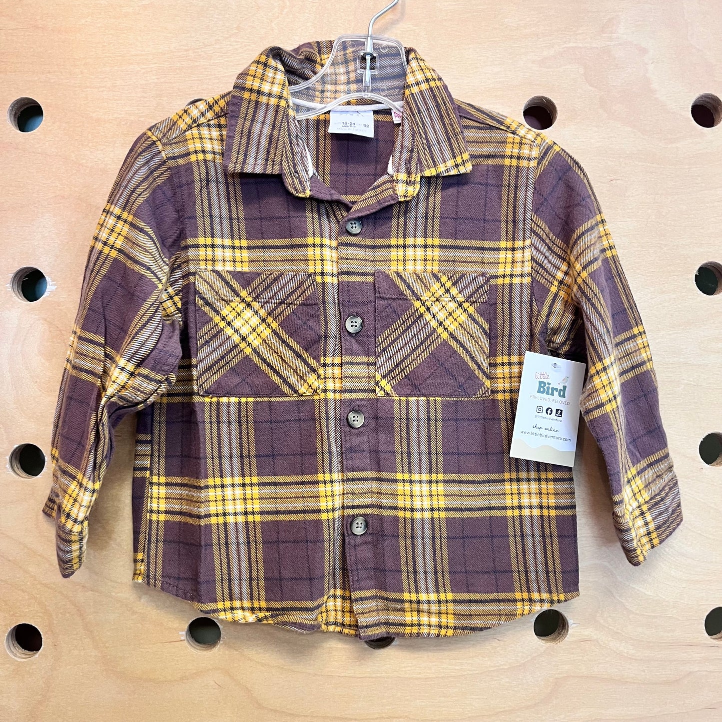 Yellow/Brown Plaid Button Up