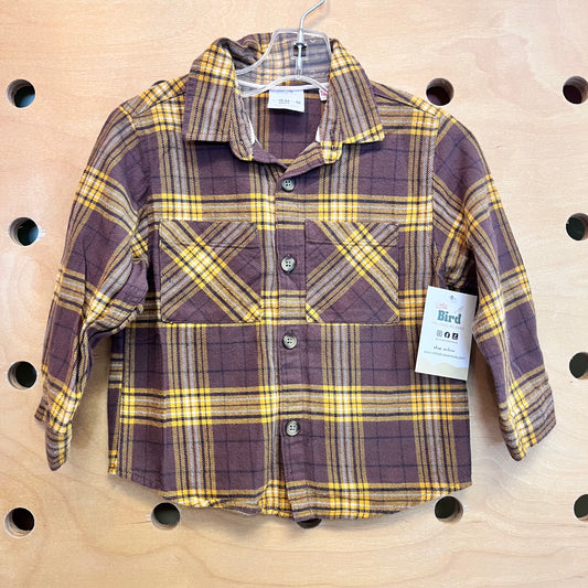 Yellow/Brown Plaid Button Up