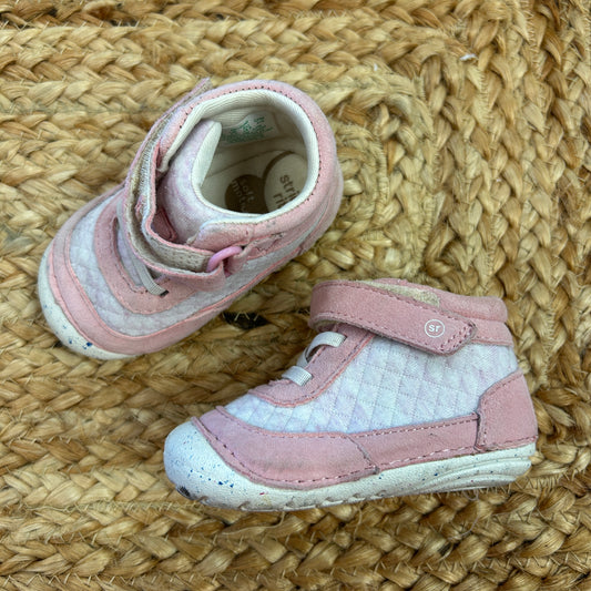 Pink Velcro High-Top Soft Shoes