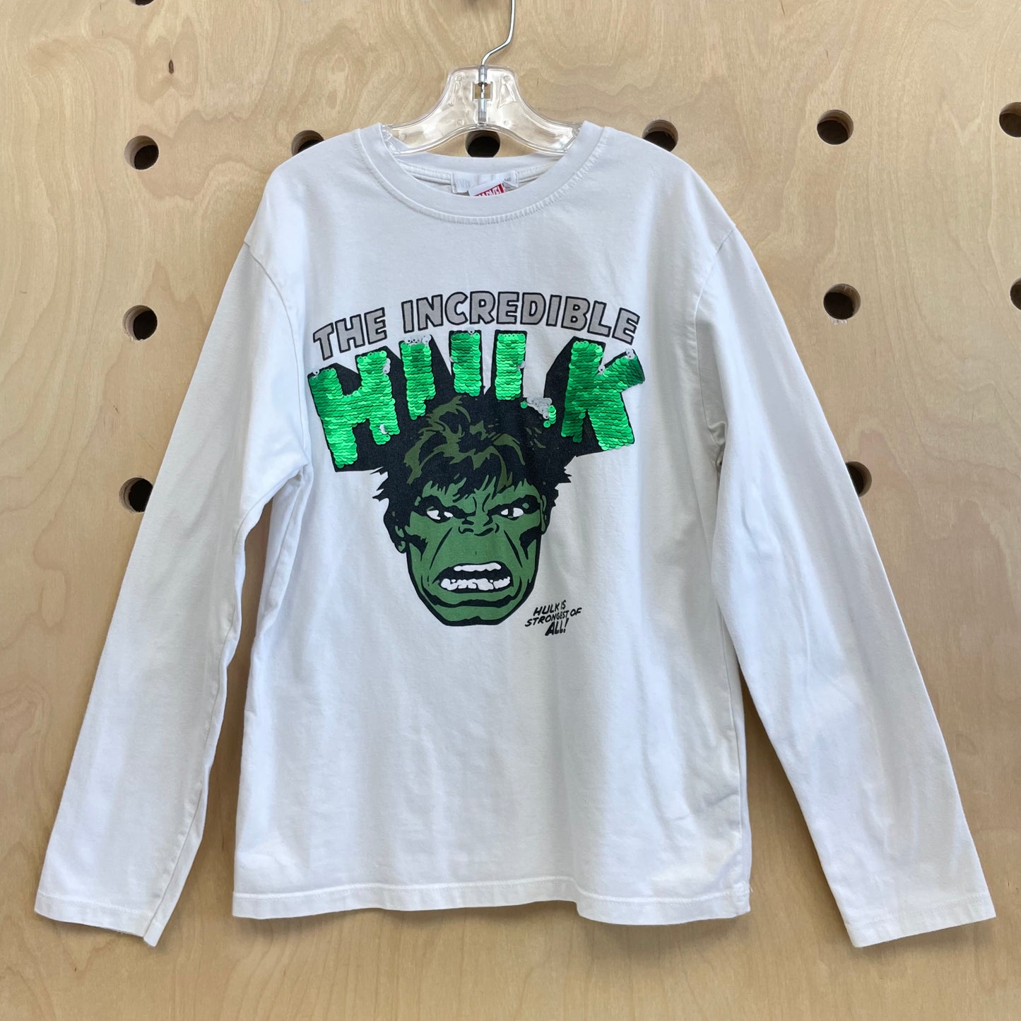 White Flip Sequin Incredible Hulk LS Tee