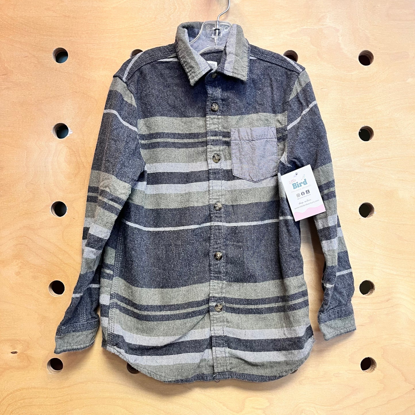 Green/Grey Striped Flannel