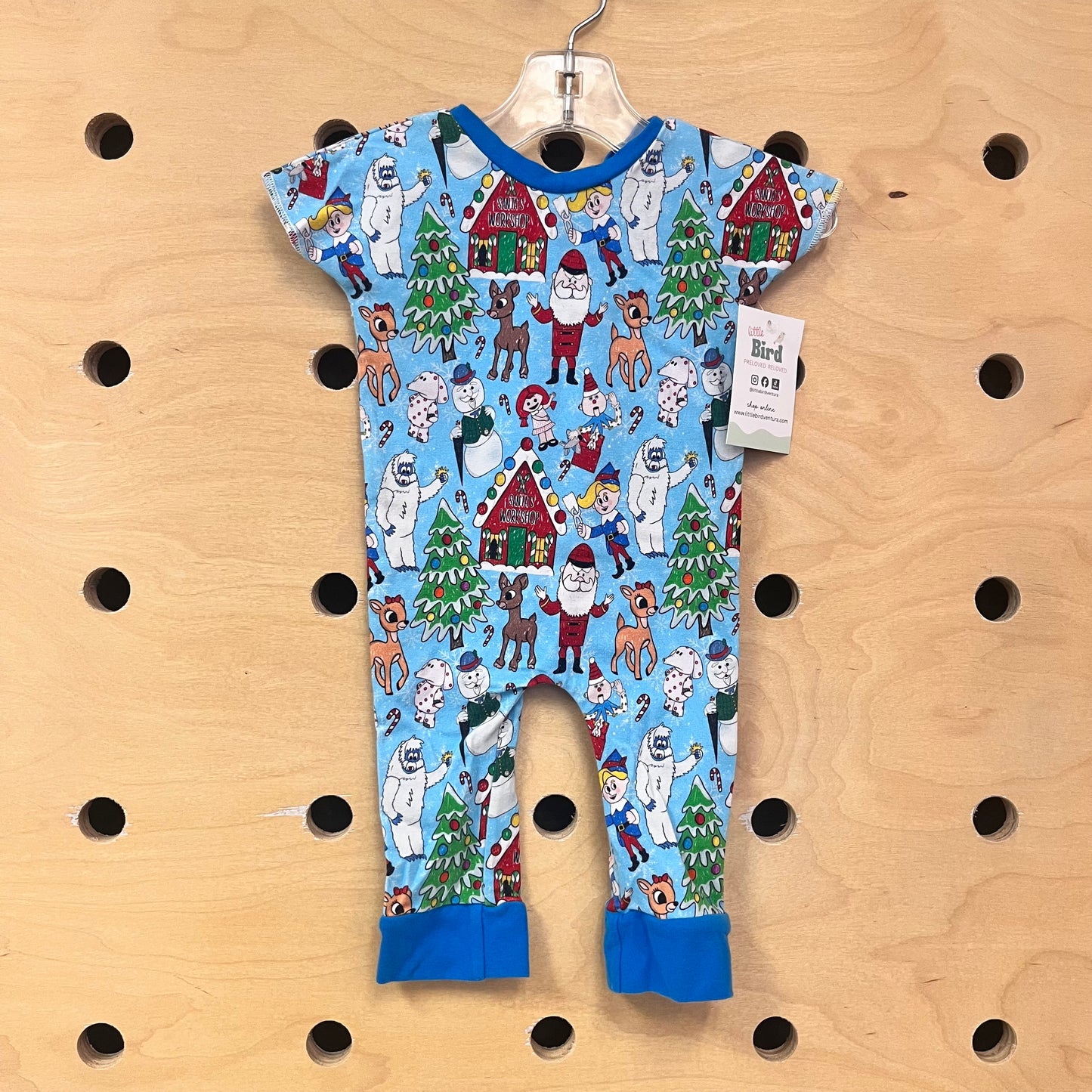 Blue Rudolph Scene Romper