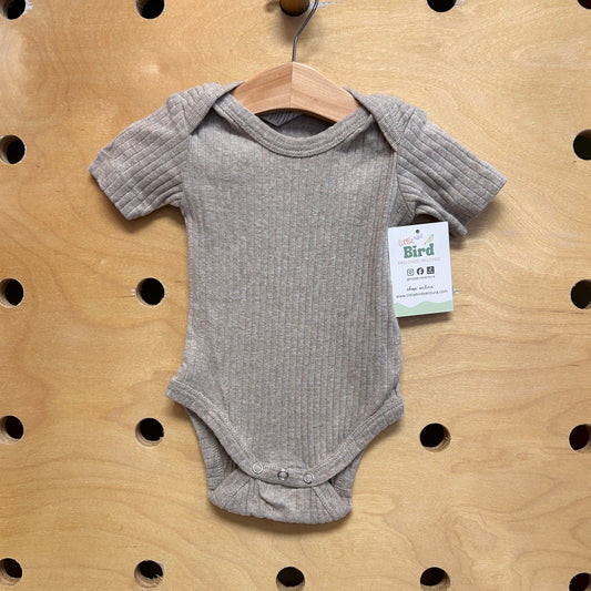Beige Ribbed Organic Bodysuit
