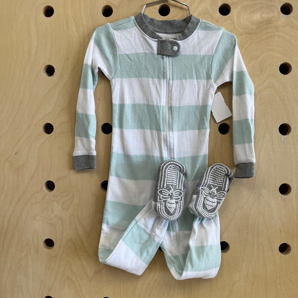 Blue & White Striped Footie Pajamas
