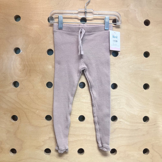 Cream Lace Trim Waffle Knit Leggings