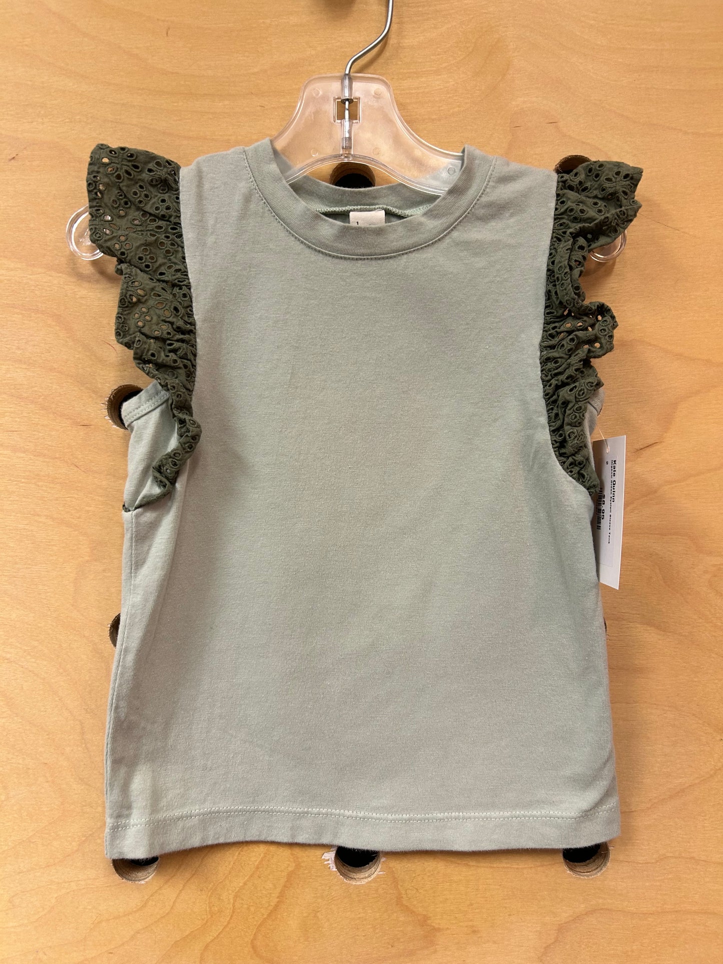Organic Green Eyelett Sleeve Tank