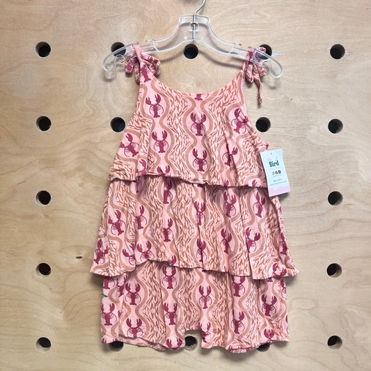Peach/Red Bamboo Lobster Romper