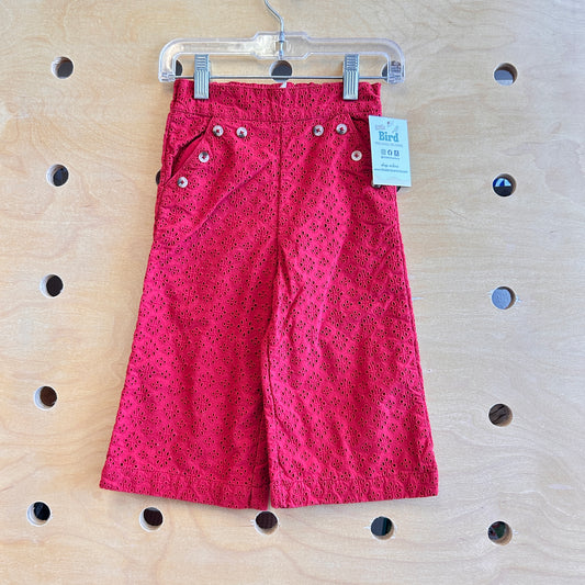 Red Eyelet Organic Wide Legged Pants