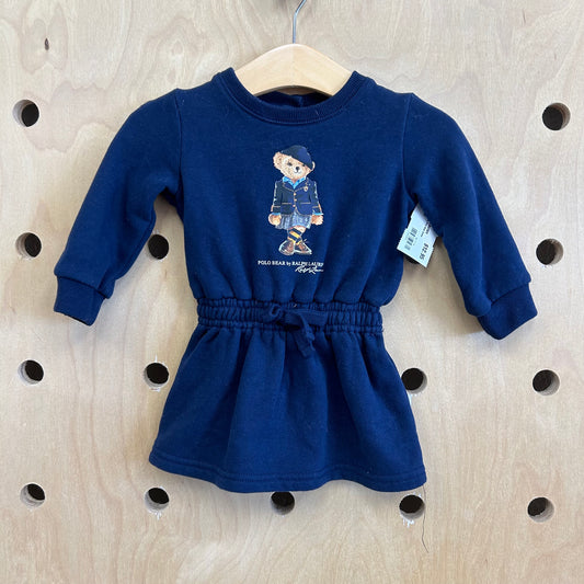 Navy Fleece Polo Bear Dress