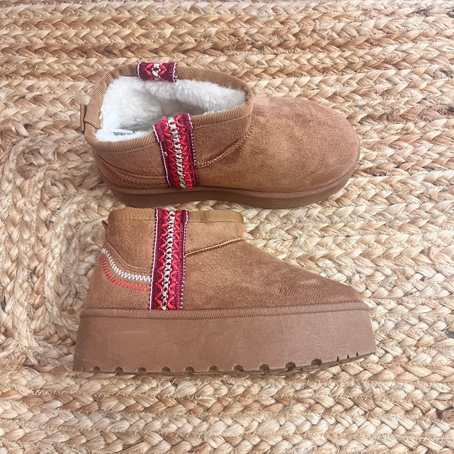 Chestnut Braided Platform Cozy Boots