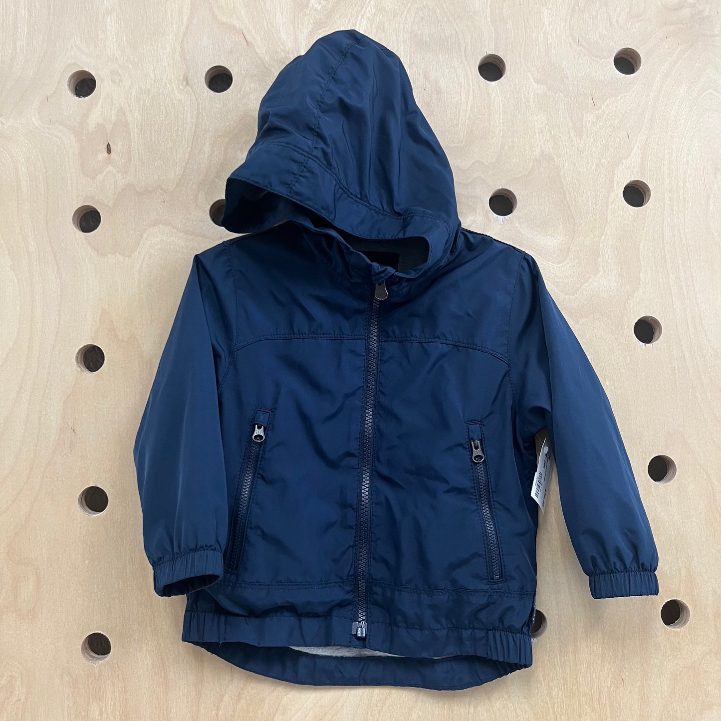Blue Nylon Lined Zip Hoodie
