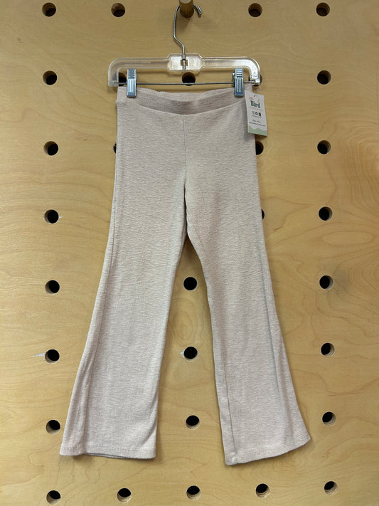 Beige Ribbed Flare Leggings